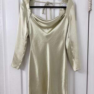 ASOS Satin Cream Long Sleeve Dress